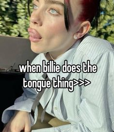 a woman sticking her tongue out with the caption when bible does the tongue thing?