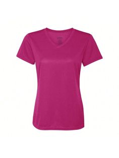 3.4 oz./yd, 100% polyester wicking knit with color secure technology that helps prevent dye migration. Moisture-management properties. Improved fit. Self-fabric V-neck collar. Set-in sleeves. Double-needle stitched sleeves and bottom. Non-branded tagless label.Women's Nexgen Wicking V-Neck T-Shirt (Power Pink) Power Pink         Women Clothing, size features are:Bust: ,Length: ,Sleeve Length: Moisture-wicking V-neck Sports T-shirt, Moisture-wicking V-neck Athleisure T-shirt, Moisture-wicking V-neck T-shirt For Athleisure, Sporty V-neck Moisture-wicking T-shirt, Solid V-neck T-shirt With Moisture-wicking, Solid Moisture-wicking V-neck T-shirt, Athleisure V-neck T-shirt In Solid Color, Pink Power, Slim Fit Shorts