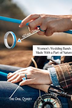 a woman's wedding bands are made with a part of nature and the other part