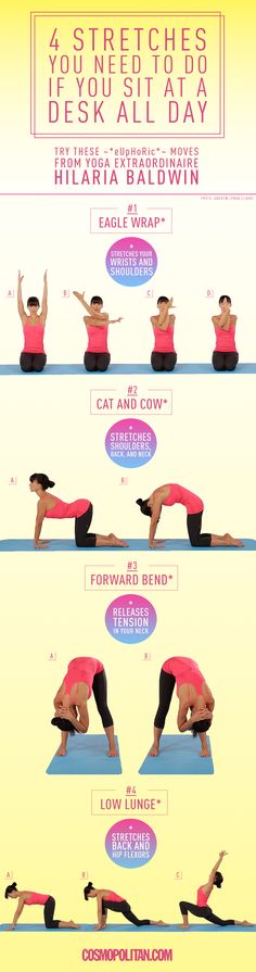 an image of a woman doing yoga poses on her stomach and back with the caption, 5 stretches you need to do this all day