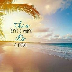 a beach with palm trees and the words, this isn't a want it is a