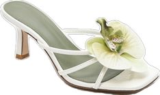 Elegant White 4-inch Heels, Elegant White Heels With 4-inch Heel, Elegant Flower-shaped Sandals For Summer, Elegant Flower Sandals For Summer, Chic Spring Wedding Shoes, Chic Wedding Shoes For Spring, Elegant Spring Wedding Sandals, White Flower-shaped Elegant Sandals, Elegant Flower Heels For Wedding