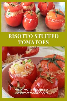 tomatoes stuffed with shredded rice and garnished with fresh herbs are the perfect side dish for any meal