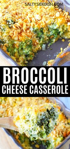 broccoli cheese casserole in a baking dish