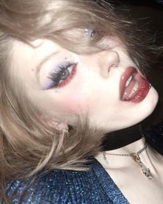 Red And Blue Eye Makeup, Unique Makeup, Edgy Makeup, Cute Makeup Looks