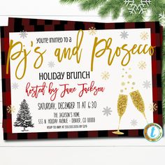 a holiday brunch party with wine glasses and snowflakes