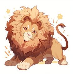 a cartoon lion sitting on the ground