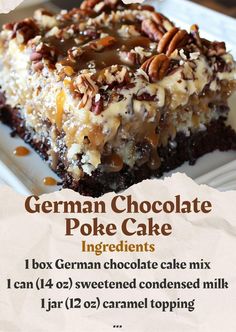 German Chocolate Dump Cake Taste Of Home, German Chocolate Recipes Desserts, German Chocolate Poke Cake 12 Tomatoes, German Chocolate Sheet Cake, Butterfinger Poke Cake