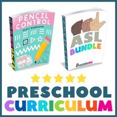 two children's books with the title pencil control and asl bundle