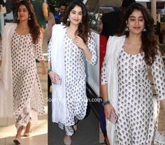 Pallazo Pant, Hair Minimal, Block Printed Kurta, Punit Balana, Churidar Designs, Indian Designer Suits, Kurta Style, Janhvi Kapoor