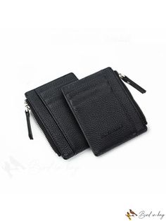 BirdinBag - Compact Black Zipper Wallet with Multi-function Card Holder Black Card Holder With Zipper For Daily Use, Black Card Holder With Zipper Closure For Daily Use, Black Rectangular Card Holder With Zipper Pouch, Black Rectangular Card Holder With Zipper, Black Travel Card Holder With Zipper Closure, Black Card Holder With Zipper Closure For Travel, Black Business Bag With Card Slots, Black Wallet With Zipper Closure For Everyday Use, Black Bifold Coin Purse With Zipper