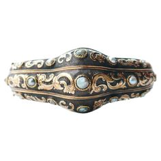 This Great old bangle bracelet, hand- made in Europe by very skilled jeweler, ca. 1880s - 1920s. Composite construction with frontal parts made of Silver on solid 14K Yellow and Rose Gold. Carved floral ornamentation Pearls mounted in three rows. The V- lock is very secure and firm that close with distinctive loud click sound.One wired security closure makes it extra safe to wear. Anatomically correct construction, this bangle will fit the wrist very comfortably and will not twist around. Not ha Luxury Antique Filigree Bangle, Old Rings, Photo Equipment, Gold Ornaments, European Art, Old Jewelry, Amber Color, Pearl Bracelet, Ring Verlobung