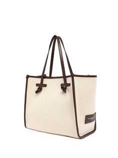 Tote from Gianni Chiarini Luxury Cream Shoulder Bag With Rolled Handles, Elegant Tan Bags With Braided Handles, Elegant Cream Bags With Braided Handles, Elegant Bags With Leather Trim In Natural Color, Elegant Natural Bags With Leather Trim, Herringbone Fabric, Zegna Shoes, Italian Outfits, Prada Leather