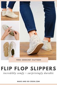 the flip flop slippers are made with crochet