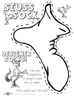 the dr seuss and sock coloring page