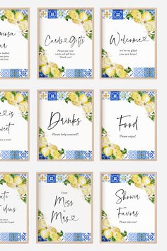 Editable Blue Tile Lemons Bridal Shower Games Template Italian Amalfi Bridal Shower Game Bundle Mediterranean Positano Bridal Shower Game M1