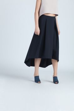 Piece Of Ring Pleated Midi Skirt - Black Blue Ring Skirt, Blind Stitch, Midi Length Skirts, Black Midi Skirt, Box Pleats, Pleated Midi Skirt, Single Piece, A Box, Midi Length