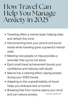 If you're anything like me, managing anxiety feels like trying to juggle with one hand while riding a unicycle on a tightrope. Fun, right? 🤹‍♀️ In 2025, we’re all looking for ways to live our best, most peaceful lives—and guess what? Travel might just be the best therapy you never knew you needed! ✈️🌍

So, grab your passport (and your emotional support snacks), because we’re about to explore how travel can help soothe those racing thoughts and give your anxiety a much-needed vacation. Let’s dive in! Psychiatry