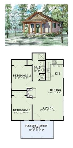 the floor plan for this small cabin home