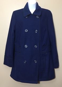 Samanthas Style Shoppe Womens Size M Blue With Black Piping Wool Blend Jacket Coat. Fully lined. Two front pockets. Measures 16” across back shoulders from arm seam to arm seam. Measures 20.5” across chest from armpit to armpit. Measures 19” across waist. Measures 31” from shoulder to bottom. Sleeve measures 24.5”. Condition is pre-owned. No rips, holes or stains. Shipped with USPS Mail. CR Wool Blend Jacket, Back Shoulder, Coat Black, Blue Wool, Jacket Coat, Black Coat, Piping, Wool Blend, Coats Jackets