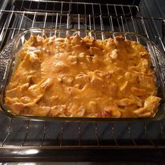 a casserole dish is in the oven ready to go into the oven for dinner