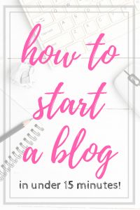 the words how to start a blog in under 15 minutes