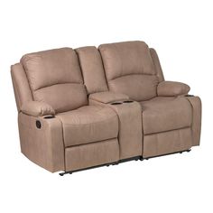 the reclining loveseat has two seats on it