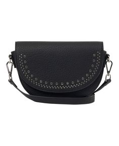 in stock Black Crossbody Saddle Bag With Metal Hardware, Bags Black, Black Leather Crossbody Bag, Black Shoulder Bag, Black Cross Body Bag, Half Moon, Handbag Accessories, Leather Crossbody Bag, Leather Crossbody