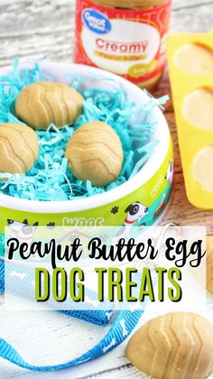 peanut butter egg dog treats in a bowl