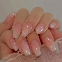 Kutek Disney, Ballet Nails, Milky Nails, Easy Nails, Coffin Press On Nails, Gradient Nails, Pink Nail