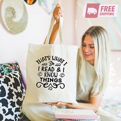 Tote Bag That´s What I Do I Read, Book Lover Women's Tote Bag - Natural | eBay Everyday Use Tote Bag, Cute Letter Print Shopping Bags, White Bookish Bag For Everyday Use, White Bookish Bags For Daily Use, White Bookish Bag For Daily Use, Bookish Rectangular Bag For Daily Use, Bookish Bags With Letter Print For Gift, Tote Bag For Books, Literary Style Tote Bag For Gift