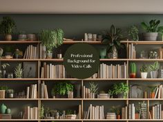 bookshelves with plants and potted plants on them in front of the words professional plant arrangement for victory cats