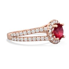 This luxurious 14K Rose Gold lab ruby halo rings shines like the sun with pave' set {diamondcarats}, surrounding a intense red 6mm lab ruby. Luxury Lab-created Ruby Ring In Rose Gold, Luxury Lab-created Ruby Birthstone Ring, Luxury Polished Lab-created Ruby Ring, Pink Sapphire Jewelry, Fire Opals Jewelry, Pink Sapphire Ring, Fire Opal Ring, Tourmaline Jewelry, Garnet Jewelry