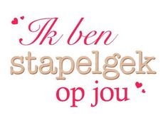 the words are written in red and brown on a white background that says, kleen stapleljek op jou