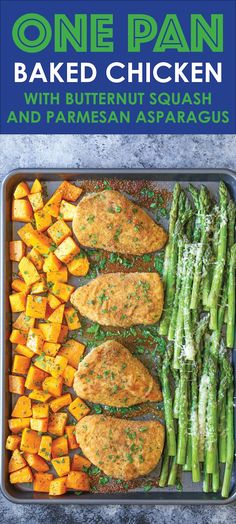 asparagus and sweet potatoes on a baking sheet