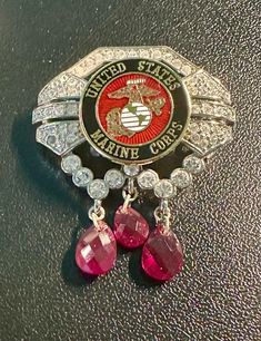 US Marine Corps Bling Pin Brooch Costume Jewelry Bling Brooches For Gifts, Bling Costume Jewelry Brooches For Gifts, Red Round Brooch Jewelry, Marine Corps Sweatshirt, Marine Corps Rings, Military Rosary, Military Pins, Us Marine Corps, United States Marine Corps