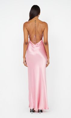 The BEC + BRIDGE Ayala Cowl Maxi Dress is cut on the bias and features a cowl neckline, mid thigh leg split and thin cord shoulder straps that tie at a statement open cowl back. Leg Split, Bec Bridge, Prom Dress Shopping, Dress Dusty, Cowl Neckline, Wedding Outfits, Brides And Bridesmaids, Dusty Pink, Wedding Outfit