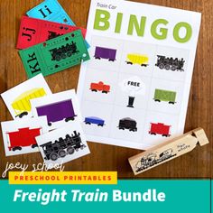 printable train themed sight - o - mat game for preschoolers to play with