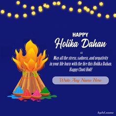 Holika Dahan Wishes With Name Name Maker, Holika Dahan, Happy Holi Wishes, Holi Wishes, Birthday Cake Pictures, Beautiful Greeting Cards, Cake Pictures, Happy Holi, Luxury Resort