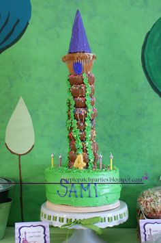 there is a cake that looks like a tower