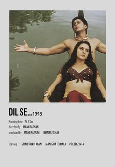 the poster for dil se 1989 features an image of a man and woman floating in water