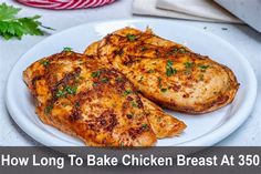 how long to bake chicken breast at 350 calories on a white plate with parsley