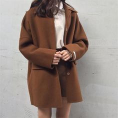 College Minimalist, Minimalist Moda, Ladies Coat, Fall Fashion Coats, Autumn Jacket, Academia Outfits, Car Coat, Turndown Collar, Fall Jackets