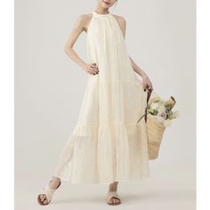 Mqtime Summer Holiday Beach Dress Women Sexy O-neck Backless Camisole Long Dresses Sleeveless Vestidos Undefined Traf Boho Dresses Sleeveless Breezy Beige Maxi Dress, Beige V-neck Maxi Dress For The Beach, Beige V-neck Sleeveless Sundress, Beige V-neck Linen Dress For Beach, White V-neck Beachwear Maxi Dress, Beach Holiday Dresses, Coffee Sizes, Summer Holiday, Beach Dress