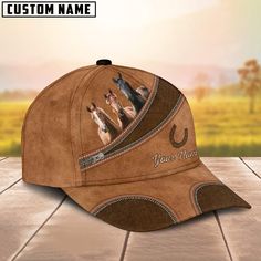 Custom Name Horse Brown Happiness Cap, Farm Cap, Farmer Baseball Cap, Cow Cap, Cow Gift, Farm Animal Hat - stylish and versatile baseball cap, the perfect accessory to elevate your look. Crafted with both fashion and function in mind, our baseball cap combines bold design with comfortable wearability. Made from high-quality materials, it offers durability and reliability for all your outdoor activities. Whether you're hitting the streets or enjoying a day in the sun, our baseball cap is the perfect choice to complete your outfit with flair. Product Details: - Design: Our custom all-over print baseball cap adds a bold and stylish touch to any outfit, featuring vibrant prints for a unique look. - Construction: Structured with a 5-panel mid-profile design, it offers a seamless front and a pla Brown Flat Bill Baseball Cap For Gift, Brown Baseball Cap As A Gift, Brown Cap Hat For Gift, Brown Cap Hats As Gift, Brown Cap As Gift, Horse Brown, Sporty Looks, Cow Gifts, Vibrant Patterns