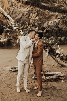 Dreamy boho west coast gay elopement at Hug Point State Park in the gorgeous state of Oregon.