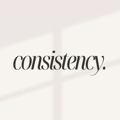 the word constency written in black on a white background