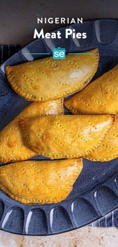 three pieces of food on a plate with the words vegetarian meat pies see below