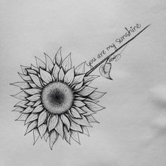 a drawing of a sunflower with the words you are my sunshine written on it