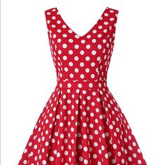 Brand New Roosey Dress. Never Worn. Size Small. See Pics For Description. Reminds Me Of Minnie Mouse! White Retro V-neck Dress, Red 1950s Style Spring Dress, Red 1950s Style A-line Vintage Dress, Red 1950s Spring Dresses, Red A-line Dress For Vintage Fashion, Retro White V-neck Vintage Dress, 1950s Red Sleeveless Dress, 1950s Red Vintage Fashion Dress, Red Sleeveless 1950s Dress